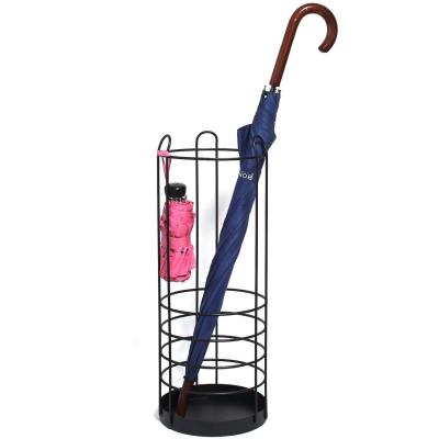 China Black Large Home Umbrella Stand Iron Umbrella Holder Stand-Great for Home and Office Deco Round Metal Umbrella Basket for sale