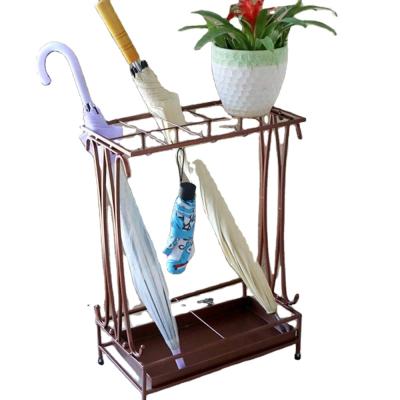 China Home Umbrella Stand With Removable Drip Tray And 8 Hooks , Antique Metal Umbrella Stand Free Standing for sale