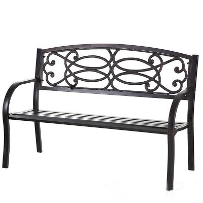 China Contemporary Outdoor Patio Benche Balcony Iron Metal Yard Chair 2 Seat Garden Bench Factory Direct for sale