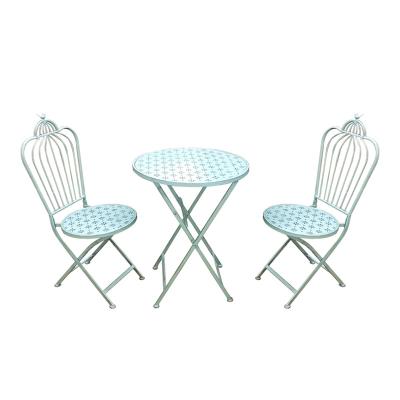 China Farmhouse Metal Garden Set Idyllic Retro Outdoor Yard Balcony Table Bird And Chair Iron Folding Home Furniture for sale