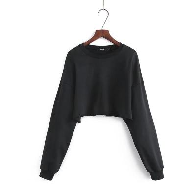 China Round Neck Solid Color Crop Tops Women 2021 QUICK DRY Long Sleeve Fashion Long For Short for sale