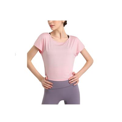 China Anti-Wrinkle Women Fitness Casual Bassic Round Neck Cropped T-Shirt With Short Sleeve Sport Crop Top for sale