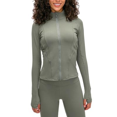 China Breathable Fitness Gym Active Wear Women Long Sleeve With Thumb Holes Yoga Sports Jacket for sale