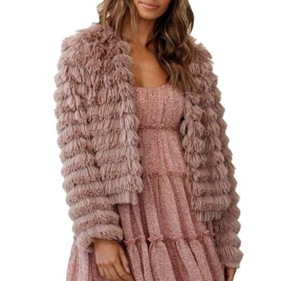 China Latest Anti-wrinkle Women Fashionable Faux Fur Coat Ladies Winter Elegant Jacket for sale