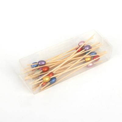 China Heat Resistance Food Grade Barbecue Tools Natural Bamboo Bead Picks Sticks For Skewers for sale