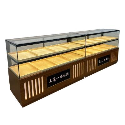 China New Single Sided Professional Custom Made Pastry Donut Display Cabinet Bread Cake Display Showcase for sale