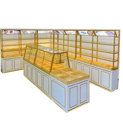 China Double Sided Supermarket Customized Snacks Display Racks Wood Frame Nuts Display Stand Round Retail Store Display for sale