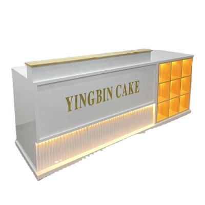 China New Modern Work LED Front Desk Customization Bakery Catering Service Bar Professional Milk Tea Shop Bar for sale