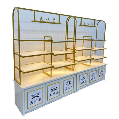 China New Single Sided Wrought Iron Bakery Display Stand Bread Cabinet Side Island Display Cabinet for sale