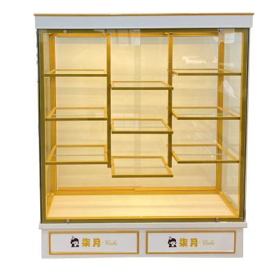 China New Wrought Iron Bakery Single Sided Commercial Cake Showcase Cabinet Model Display Stand for sale