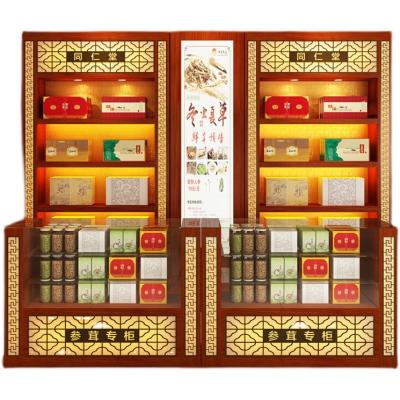 China Custom Classic Wood Wall Display Retail Cigarette Bar Glass Display Cabinet for sale