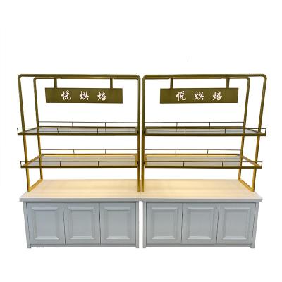 China Factory Single Sided Steel 3 Tier Cake Rack Display Cabinet Shelves Showcase Bakery Bread Snacks Display Racks For Shops for sale