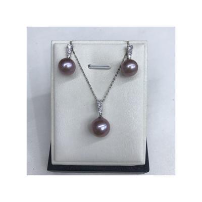 China Other Fancy Freshwater Pearl Necklace Set 7.5mm and 7.0mm AA+ Round Pearl Necklace and Earrings Set for sale