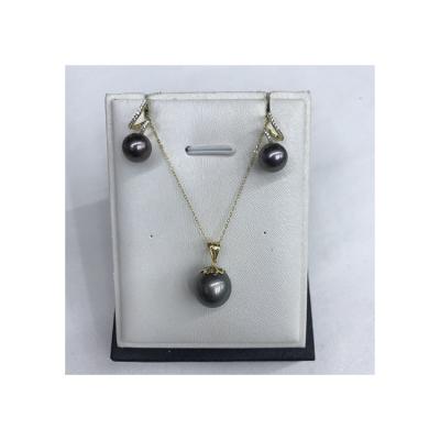 China Other Sea Pearl Set Jewelry 18k Gold Accessory 8mm Round 3A Tahiti Pearl Set3 Real Sea Pearl for sale