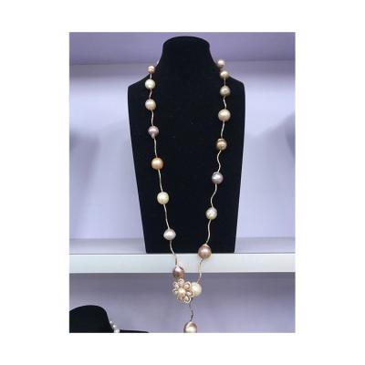 China Vintage Freshwater Baroque Pearl Multicolor Purple Genuine Pearl Necklace 13-14mm AA Long Pearl Jewelry for sale