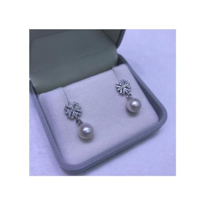 China Vintage silver pearl earring 7mm round 3A fancy design s925 freshwater pearl earrings for sale