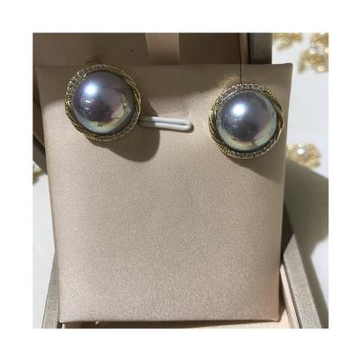 China New Vintage Thread Ball Seed Pearl Bridal Earrings Beads With Diamonds S925 Dark Color for sale