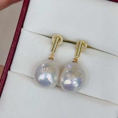 China 2022 new fashion cute 5A natural freshwater pearl around 925 18mm*20mm baroque designable silver earrings for sale