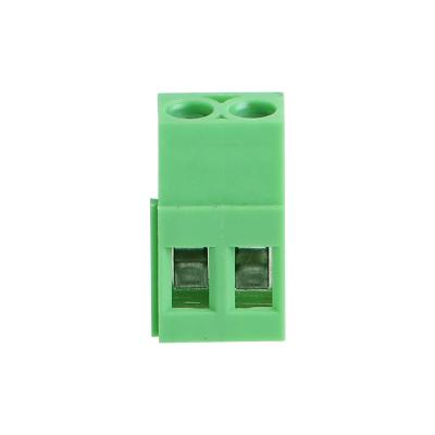 China PA66 Screw Pitch 5.0mm Post Pitch 2 PCB Terminal Blocks Pin Green Color Pluggable Terminal PCB Connector for sale