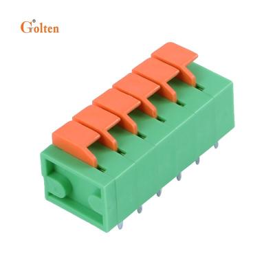 China PA66 Golten 142R-5.08mm pitch 6P screwless spring terminal block for sale