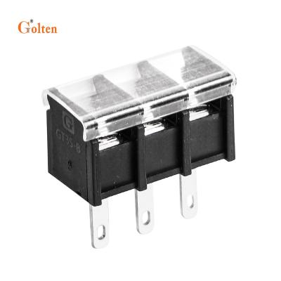 China PBT Golten GT38H-B Barrier Terminal Block 300V 15A Straight Pin With Cover for sale