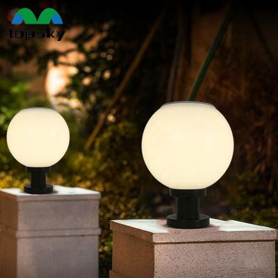 China Modern High Quality Led Solar Lights 3 Lighting Remote Control Waterproof Villa Ball Shape Outdoor Pillar Lamp For Gate Garden Yard for sale