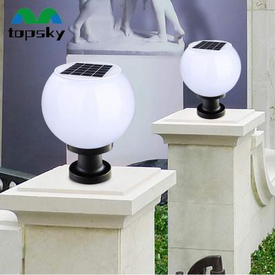 China Easy Installation Solar Powered Pillar Light LED Outdoor Street Lamp Fence Garden Lamp Gate Post Round Light Waterproof Ball Lights for sale