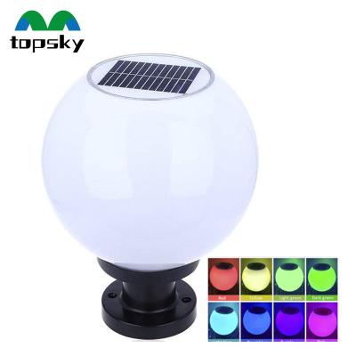 China Garden Remote control 8 color rgb changing waterproof round pathway lawn yard pillar gate fence led outdoor garden solar ball light for sale