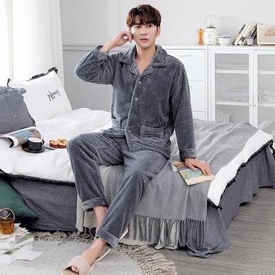 China 2020 Breathable Winter Flannel Long Sleeve Mens Thick 2 Piece Pajamas For Sleep Wear for sale