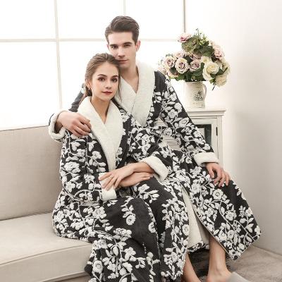 China QUICK DRY Wholesale Double thicken Print flannel couple sleep robe for sale