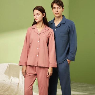 China Wholesale Autumn And Winter Cotton QUICK DRY Sleepwear Couples Long Sleeve Pajamas for sale