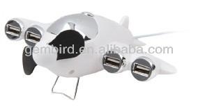 China UHB-UK39 Aircraft Shape USB2.0 4 Ports HUB With UHB-UK39 Fan for sale