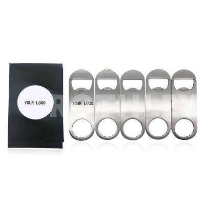 China Stainless Steel Rothley Wholesale Customized Logo Bar Blank Brushed Metal Stainless Steel Beer Bottle Opener for sale