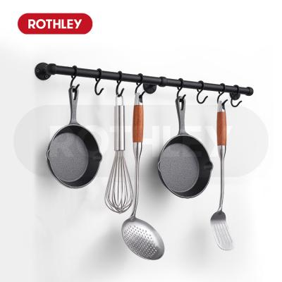 China Sustainable Rothley Stainless Steel Industrial Kitchen Ware Set Hanger Bar Rack Wall Mount Utensil Rail With Removable S Hook Kitchen Rail for sale