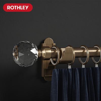 China Easy To Fit Rothley Fancy Crystal Curtain Poles Tracks Accessories Elegant Style Modern Luxury Curtain Rod Set Curtain Finials for sale