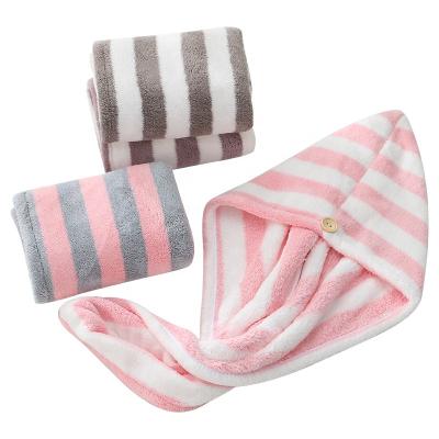 China QUICK DRY Hair Drying Microfiber Towel For All Curly And Super Absorbent Wrap Hair Towel With Button for sale