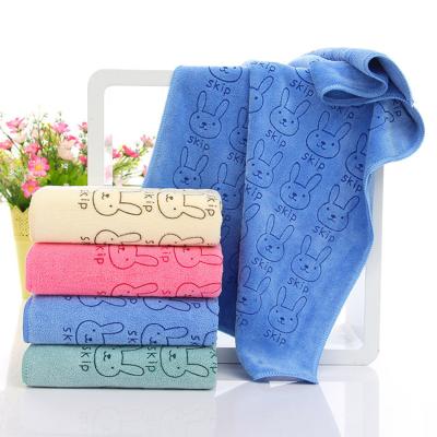 China Kids Animal Pattern Rectangle Lock Edge Hand Terry Drying Towels Child Safe Character 25*50cm for sale