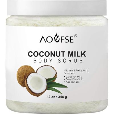 China Private Label Exfoliator Moisturizing Exfoliator Whitening Soft Softening Body Exfoliating Nourishing Coconut Milk Natural Organic Scrub for sale