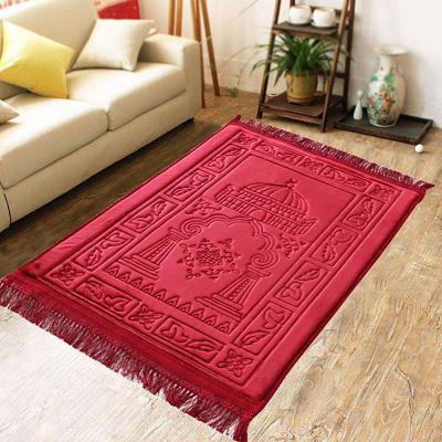 China Comfortable/Soft/Shiny/High Grade Stylish Islamic Prayer Blanket Kids Muslim Prayer Mat Ramadan Gift For Muslim Prayer Compass for sale