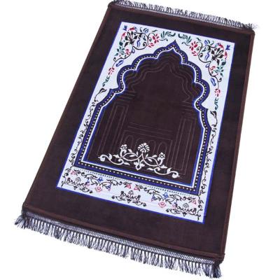 China Super Soft Non-slip Muslim Rug Portable Printed Cover Praying Mat Durable Raschel Prayer Mat for sale