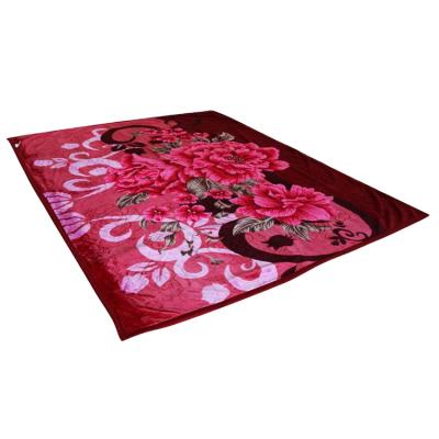 China Super Soft Anti-pilling Printed Embossed Blanket Customized Designs Two Ply Handily Printed Raschel Blanket for sale