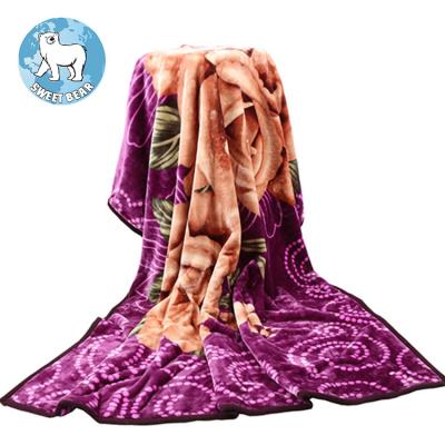 China Chinese anti-pilling manufactures purple cloud embossed fleece blanket 1 ply for sale