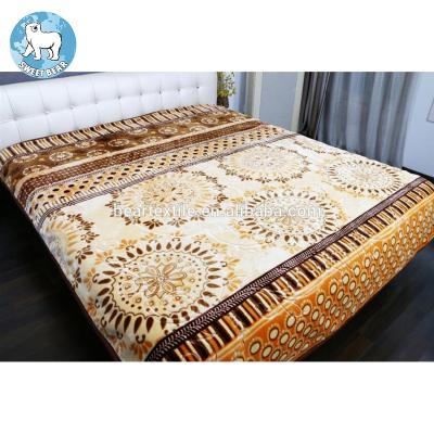 China Factory direct sale 100% polyester anti-pilling cloud two ply printing double embossed blanket for sale