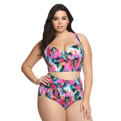 China Plus Size Large Plus Size Swimwear Female 2021 Lift Up Bikini With Cup Women Bikini Set Two Pieces Beach Dress Bathing Suit Swimsuit for sale