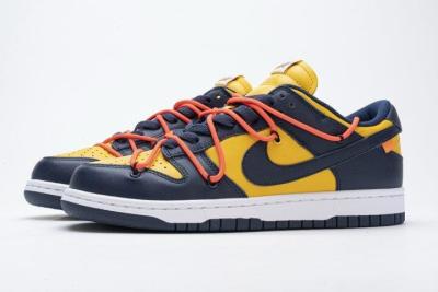 China Get Dunk Low Off-White University Gold Midnight Navy CT0856-700 for sale