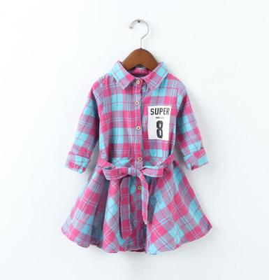 China Comfortable and Health to Wear Fancy Kids Dress Long Sleeve Plaid Pattern Bowknot Girls Dress for sale