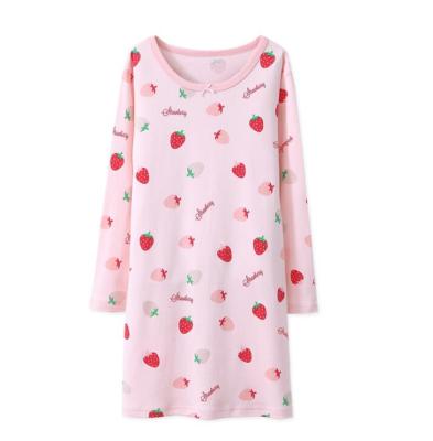 China 100% Cotton Kids Long Sleeve Nightgown 100% Cotton Sleepwear Dress Girls Fruit Nightgowns for sale