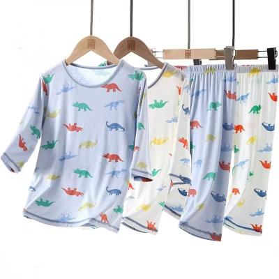 China 2021 Summer Kids Homewear Breathable Shorts Sleeve Shorts Suits Cute Dinosaur Print Boys Pajamas Set for sale