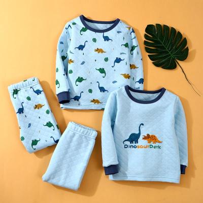 China 2020 hot sale children's thermal autumn and winter air cotton pajama johns dinosaur long handsome printed boys underwear set for sale