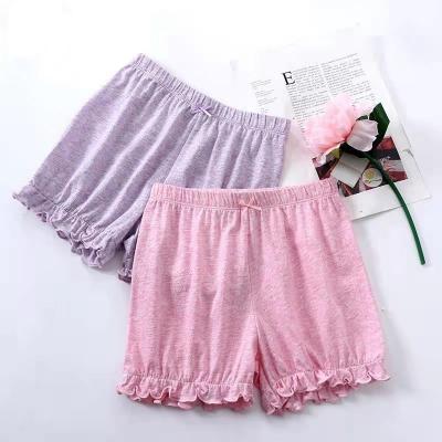 China 2021 Summer Kids Clothing Breathable 100% Cotton Solid Color Baby Ruffle Shorts for sale